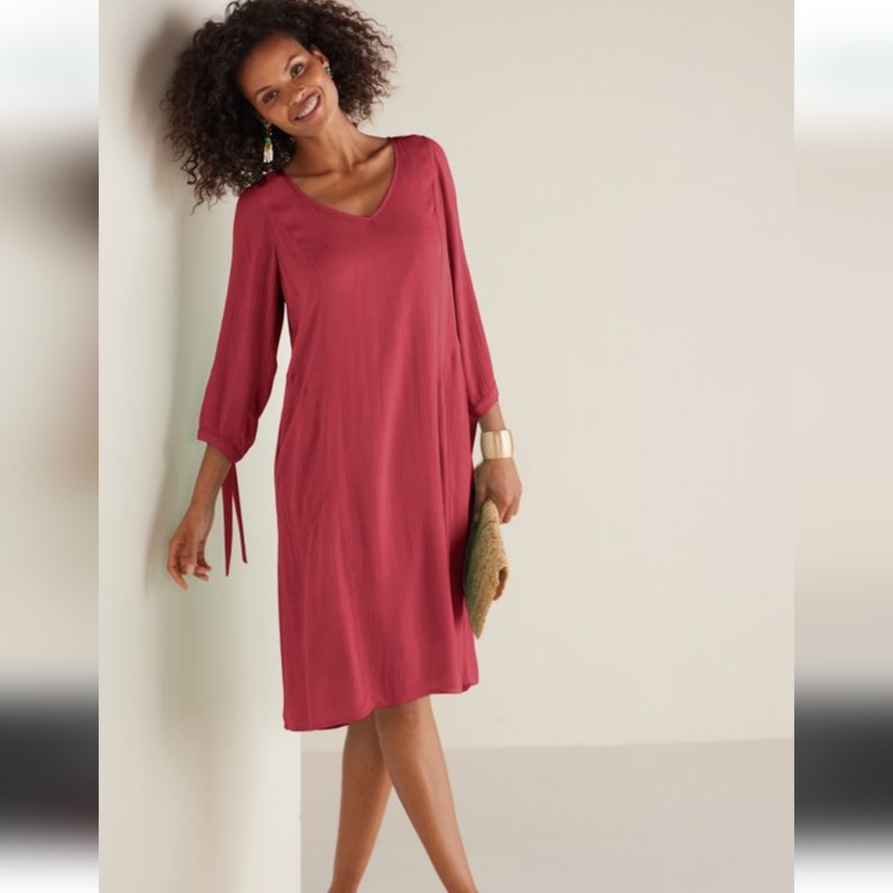 NWT Soft Surroundings Women Midi Dress in Cardinal Color